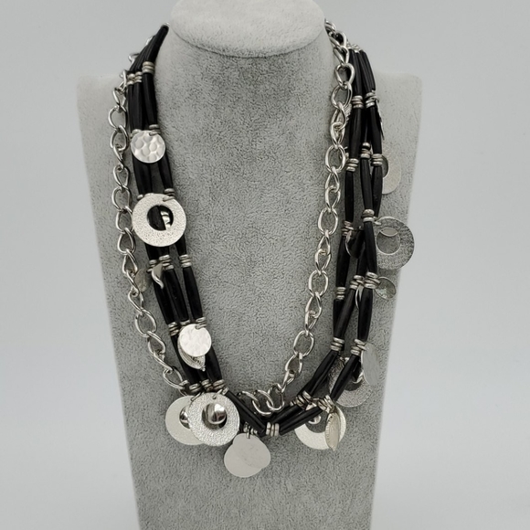 Chico's Black & Silver Chunky Necklace - Picture 2 of 7
